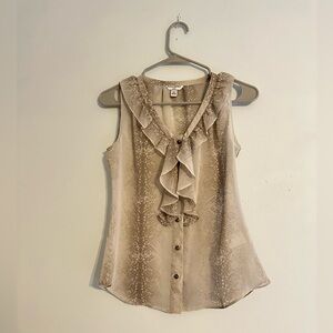 Banana Republic Petite Women’s Tan Snake Skin Pattern Blouse Size PXS